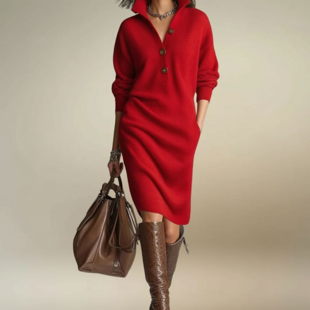 Snö | Elegant vinterklänning med knappar