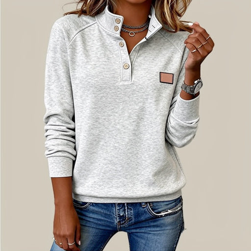 Sweatshirt Med Polokrage Och Halvöppen Knappslå