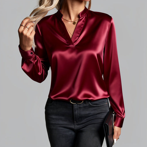 Asta™ – Elegant långärmad topp med V-ringning